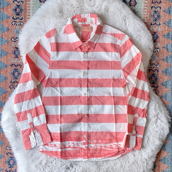 Scotch Shrunk boys striped button down shirt scotch & soda coral cream kids 5/6 - Picture 1 of 10